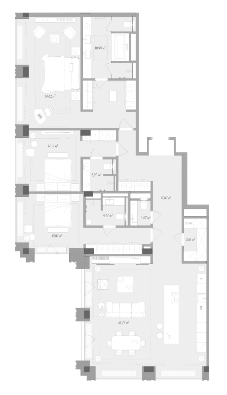4 ккв (Евро) 169,9 м²