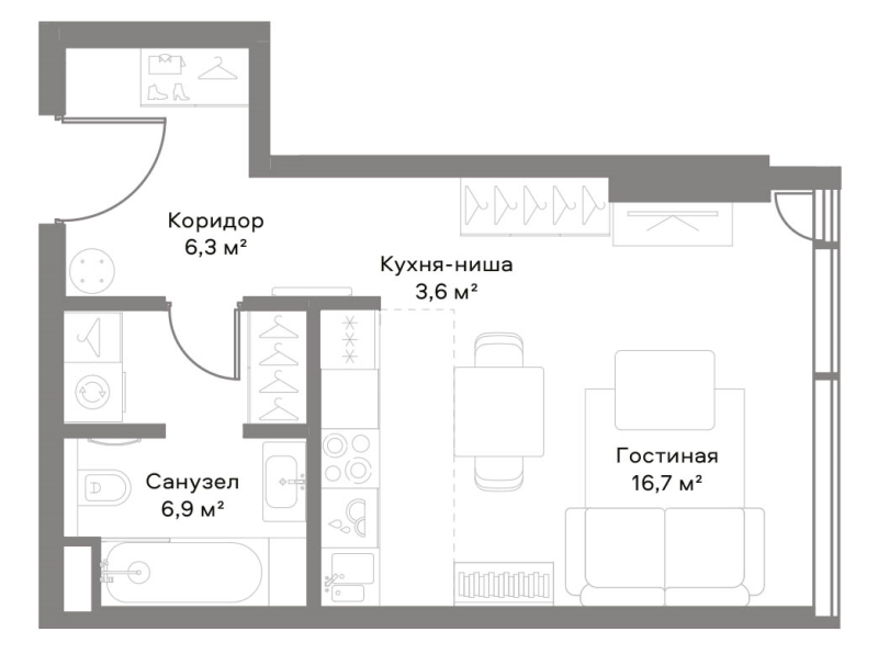 Студия 32,4 м²