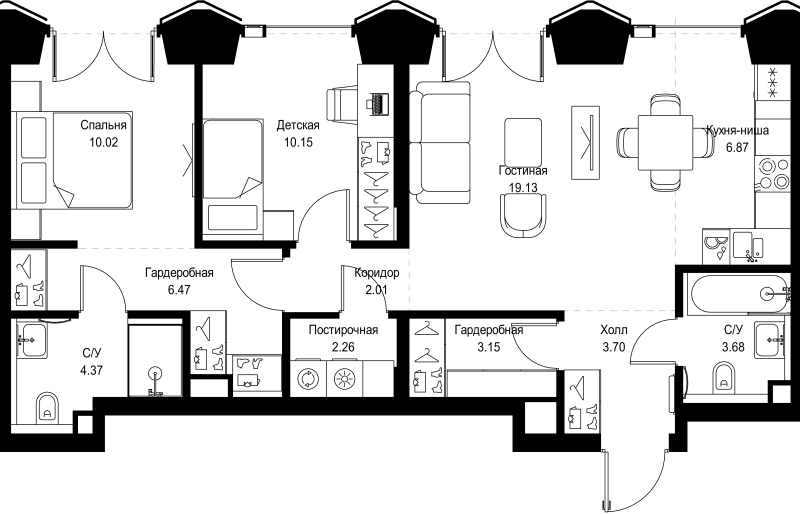 3 ккв (Евро) 71,8 м²