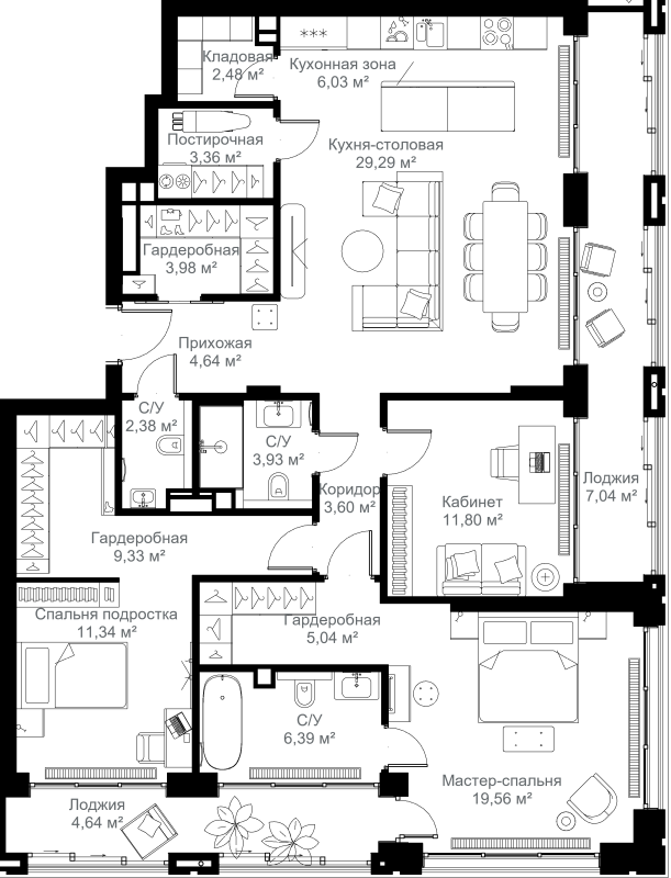 4 ккв (Евро) 134,8 м²