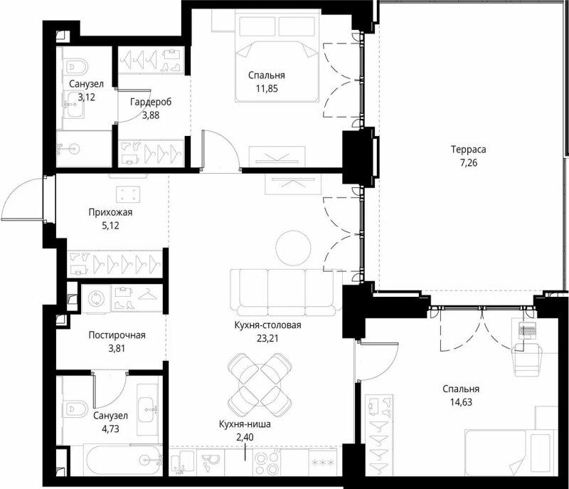 3 ккв (Евро) 80 м²