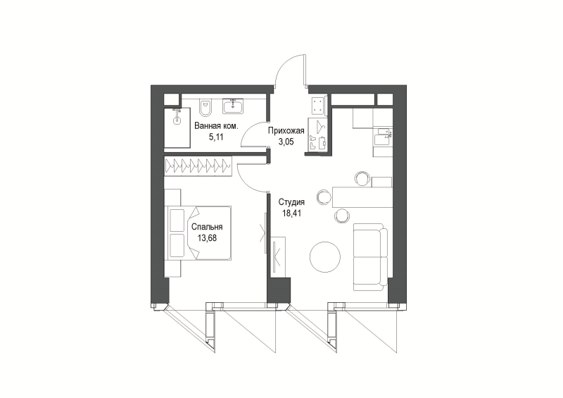 2 ккв (Евро) 40,2 м²