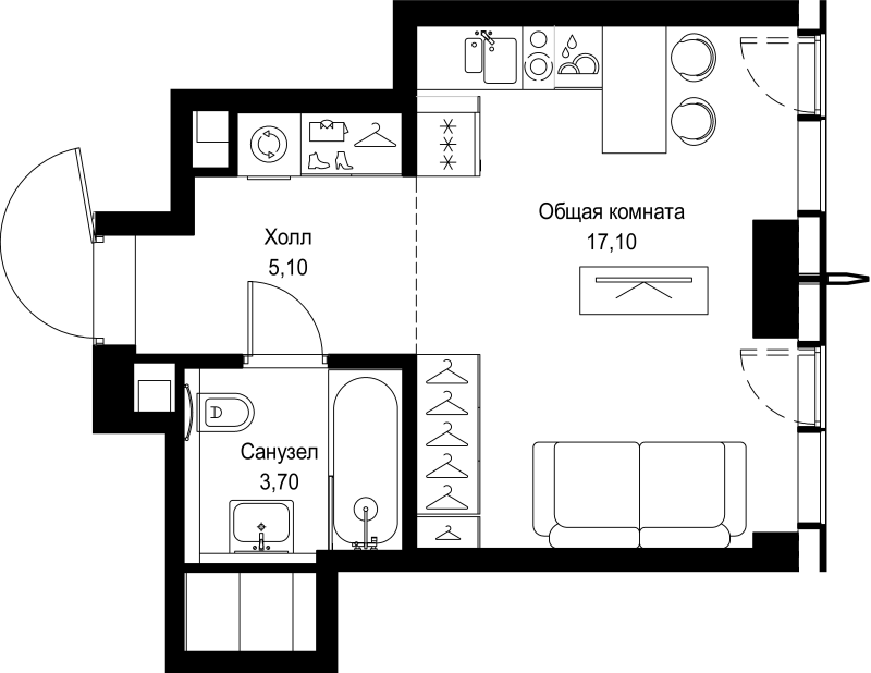 Студия 25,9 м²