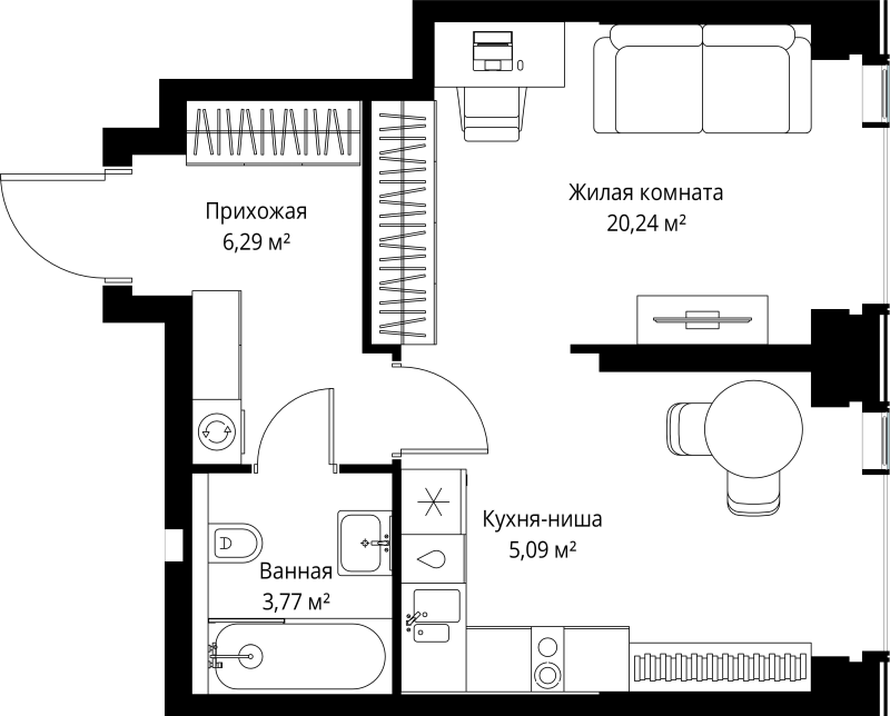 1 ккв 35,4 м²