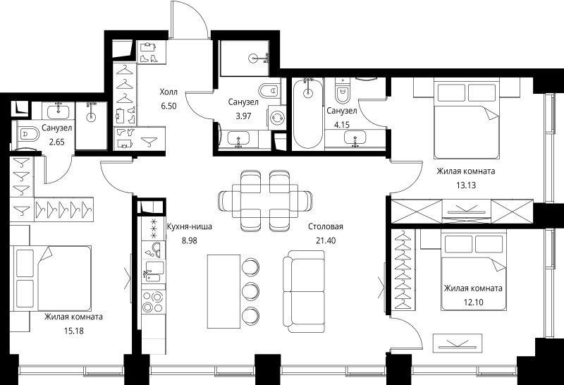 4 ккв (Евро) 88,1 м²