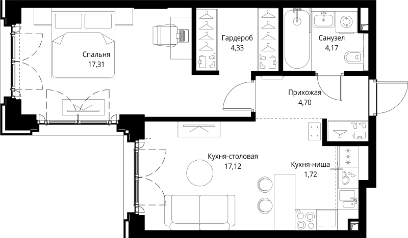 2 ккв (Евро) 49,4 м²
