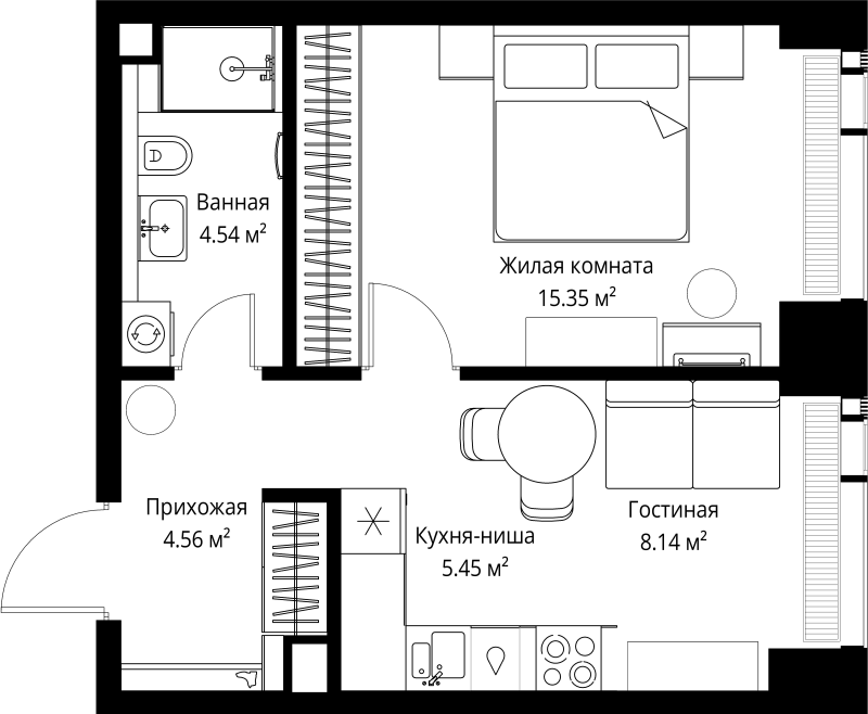 1 ккв 38 м²
