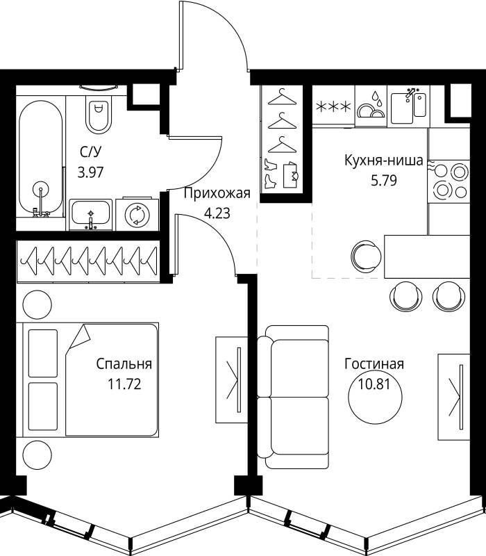 2 ккв (Евро) 36,5 м²