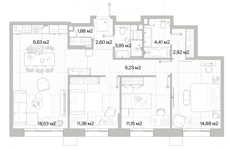 4 ккв (Евро) 87,5 м²