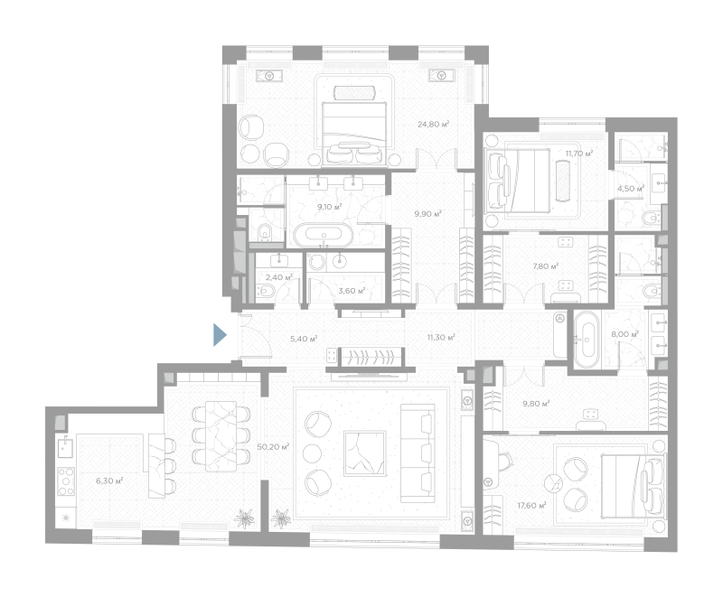 4 ккв (Евро) 182,4 м²