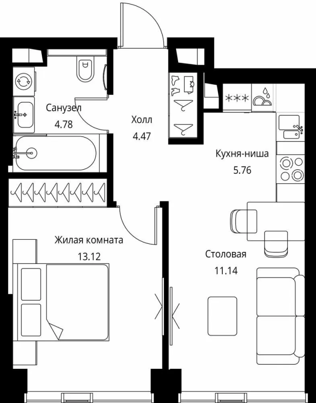 2 ккв (Евро) 39,3 м²