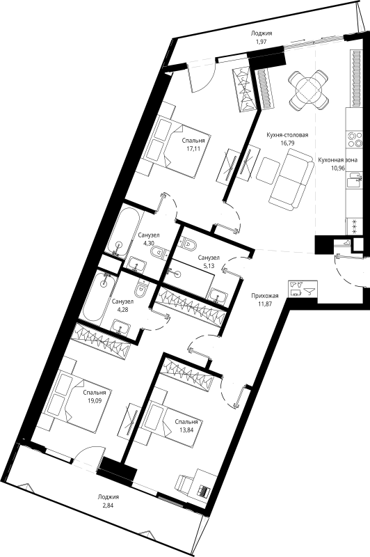 4 ккв (Евро) 108,9 м²