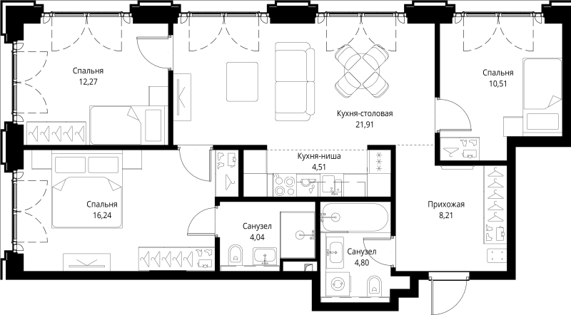 3 ккв 82,5 м²