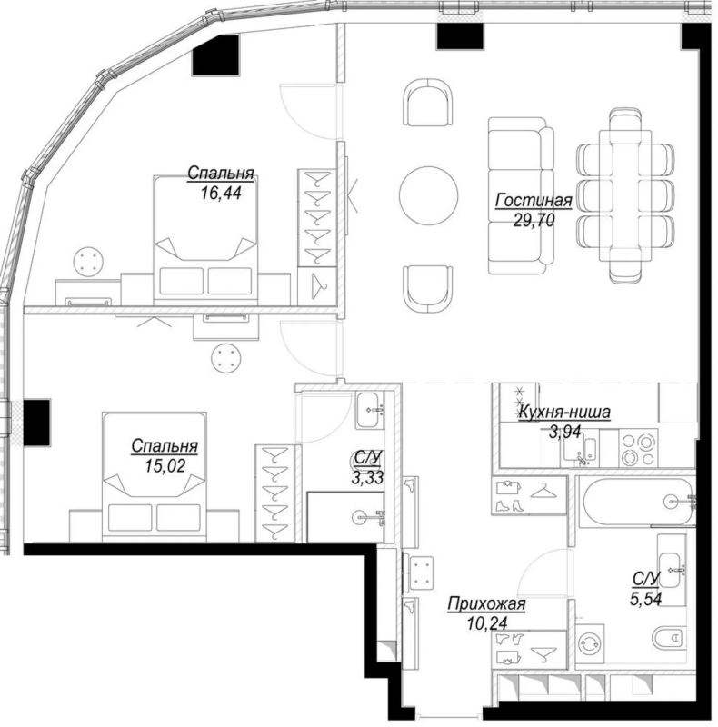3 ккв (Евро) 85 м²