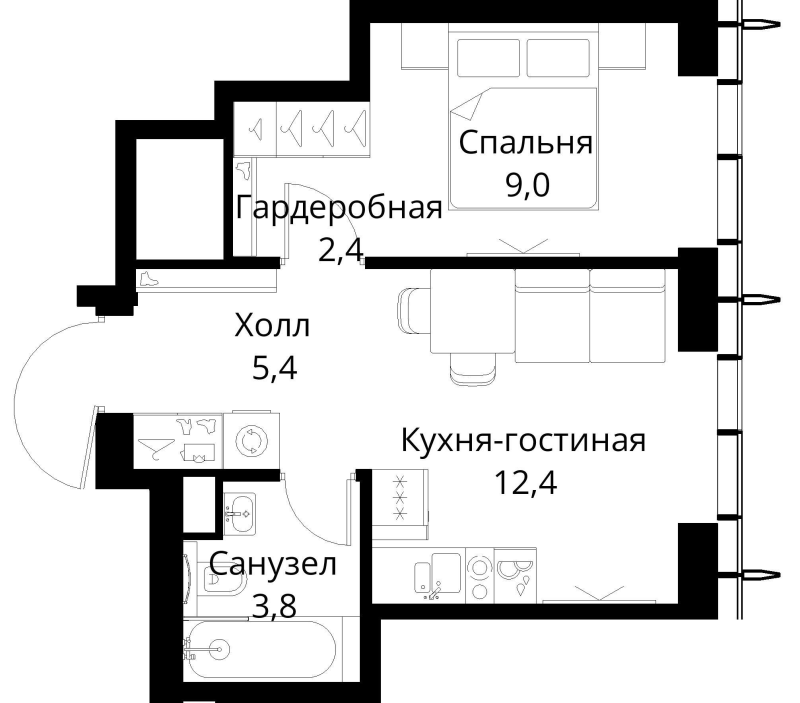 1 ккв 33 м²