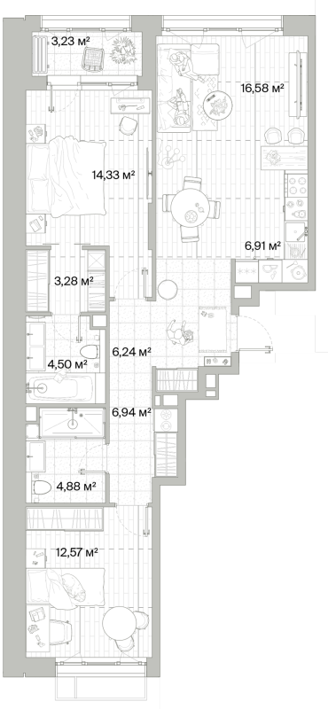 3 ккв (Евро) 77,8 м²