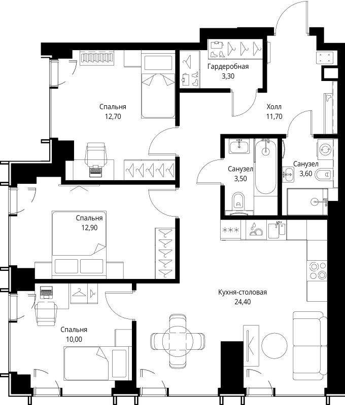 4 ккв (Евро) 82,1 м²