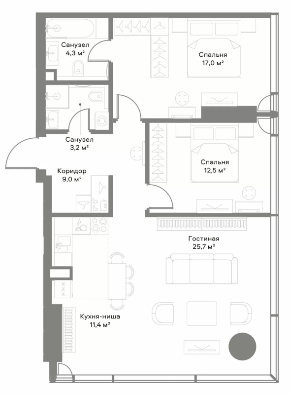 3 ккв (Евро) 83,1 м²