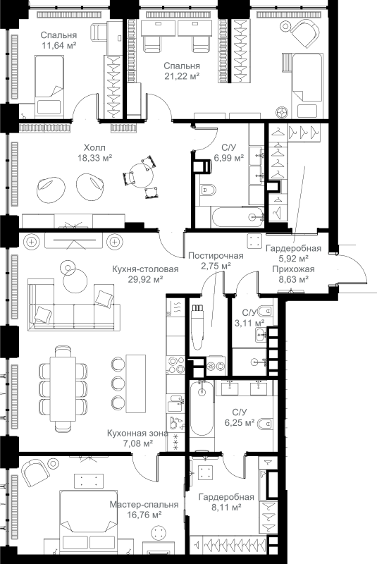 4 ккв (Евро) 146,7 м²