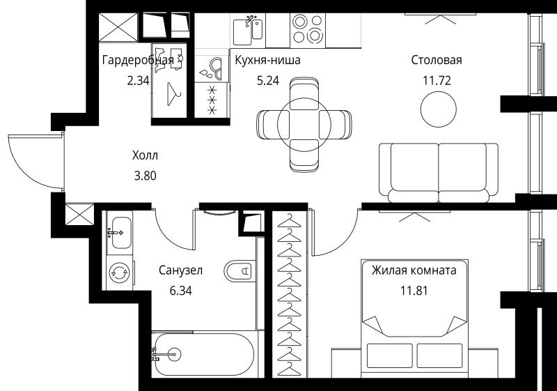 2 ккв (Евро) 41,3 м²
