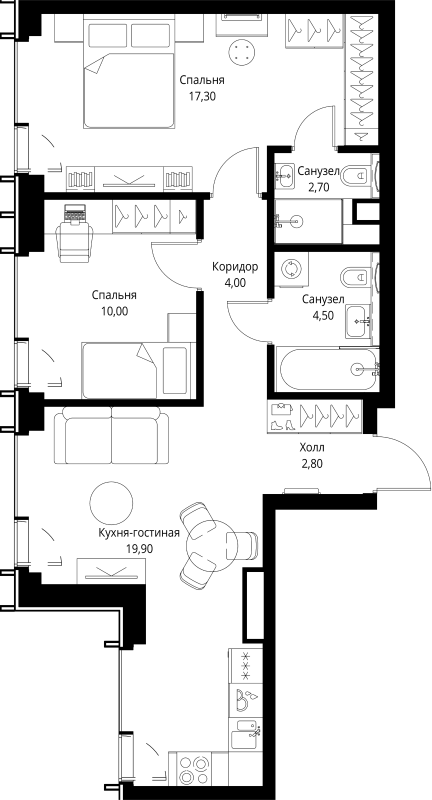 3 ккв (Евро) 62,9 м²