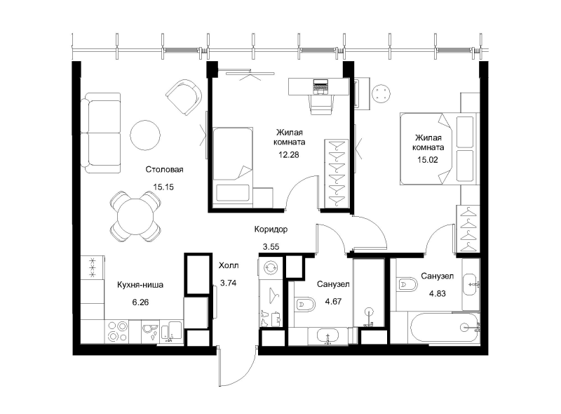 3 ккв (Евро) 66,2 м²