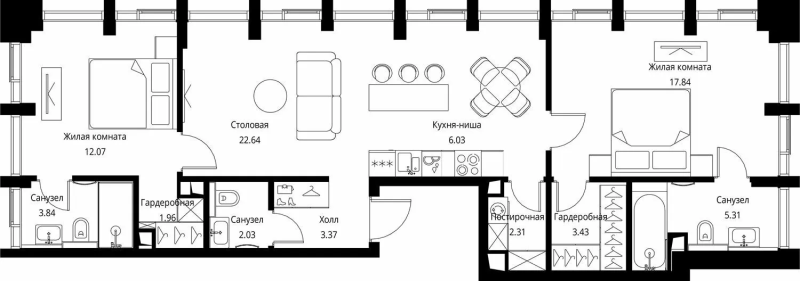 3 ккв (Евро) 80,8 м²