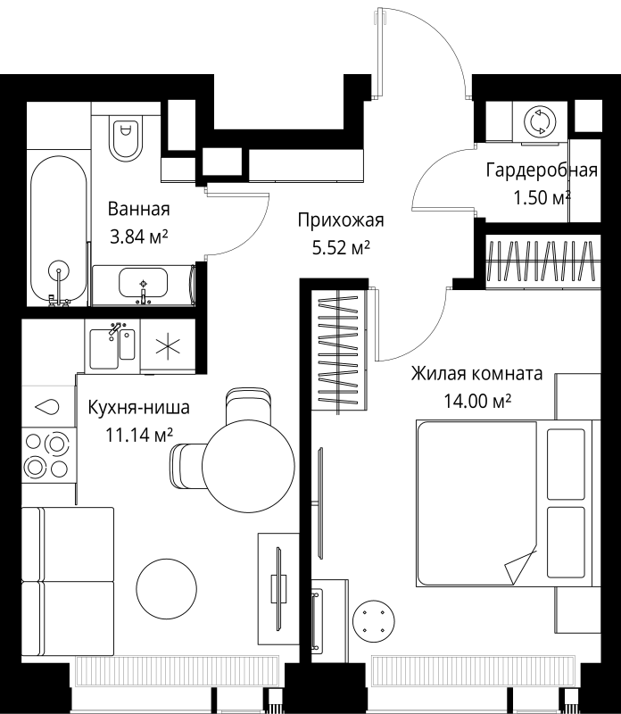 1 ккв 36 м²
