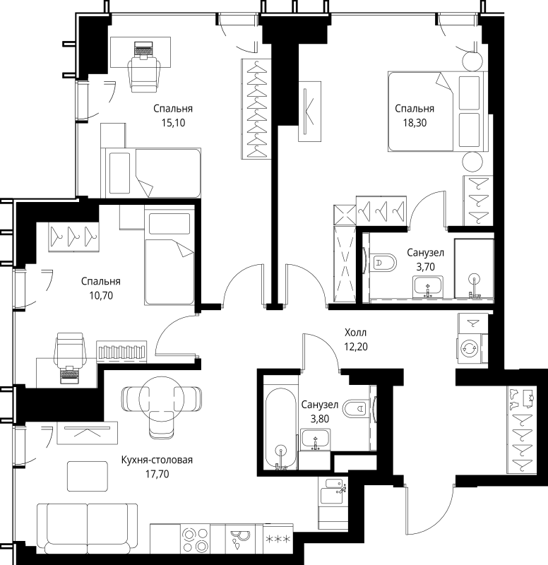4 ккв (Евро) 81,5 м²
