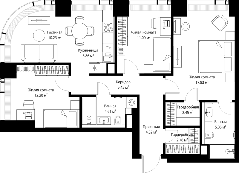 4 ккв (Евро) 85,1 м²