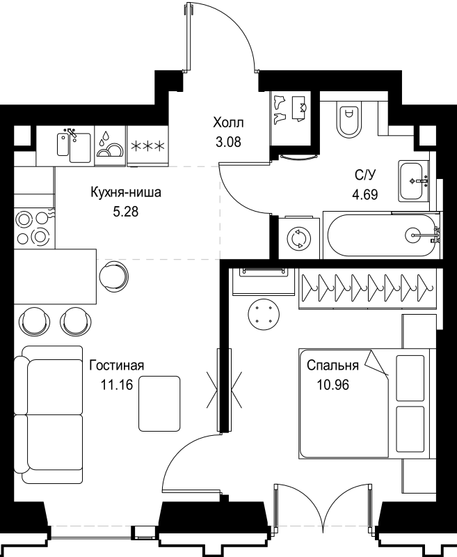 1 ккв 35,2 м²