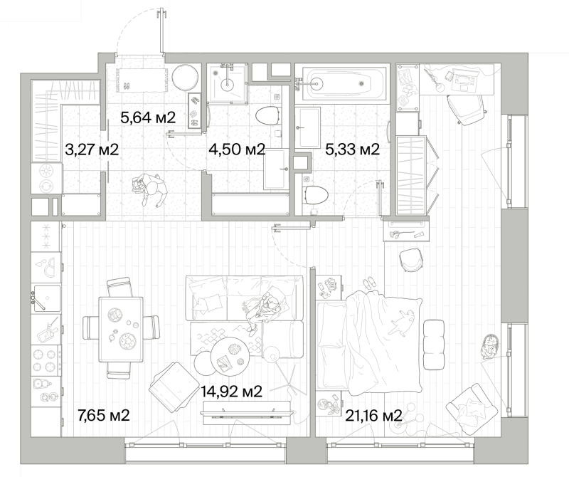 2 ккв (Евро) 62,5 м²