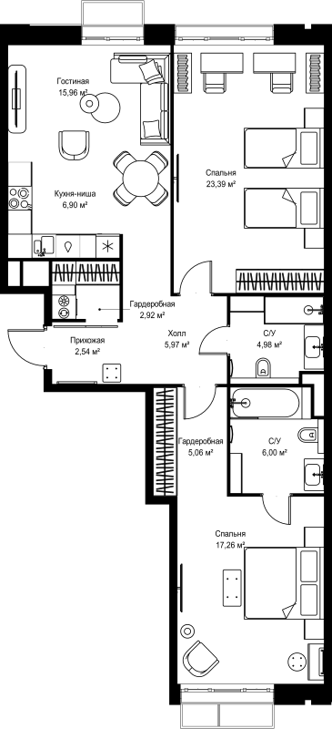 3 ккв (Евро) 91 м²