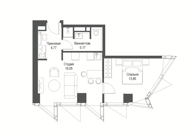 2 ккв (Евро) 43,1 м²