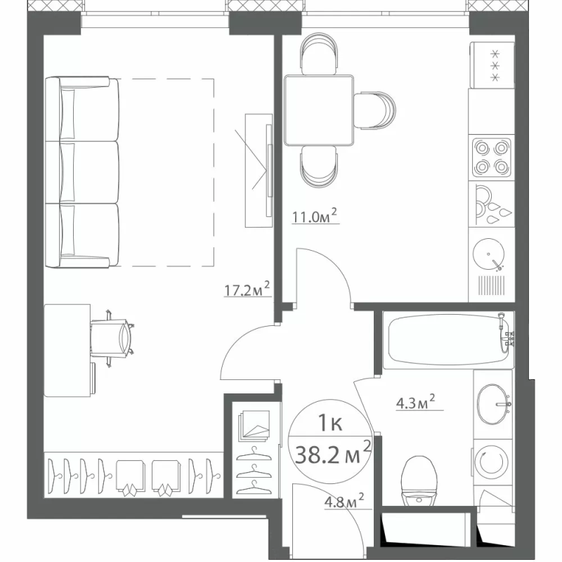 1 ккв 38,2 м²