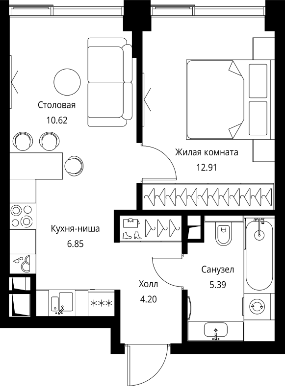 2 ккв (Евро) 40 м²