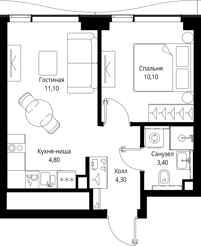 2 ккв (Евро) 33,7 м²