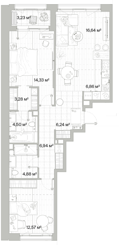 3 ккв (Евро) 77,9 м²