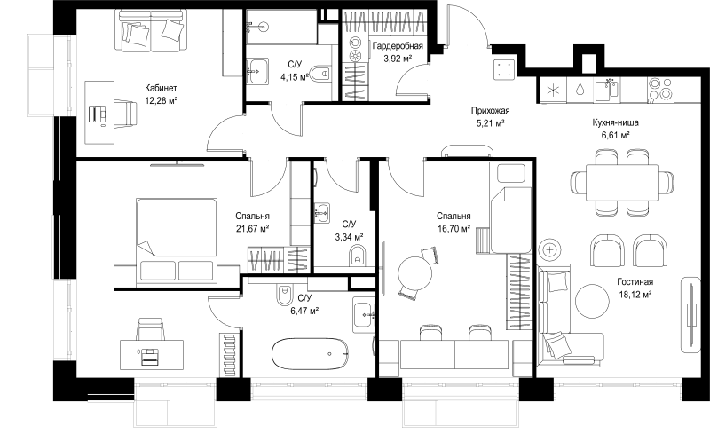 2 ккв (Евро) 47,5 м²