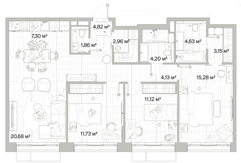 4 ккв (Евро) 91,9 м²