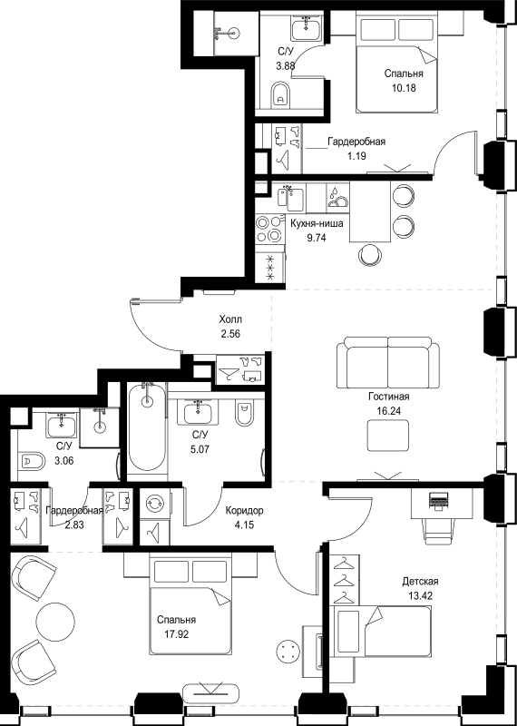 4 ккв (Евро) 90,2 м²