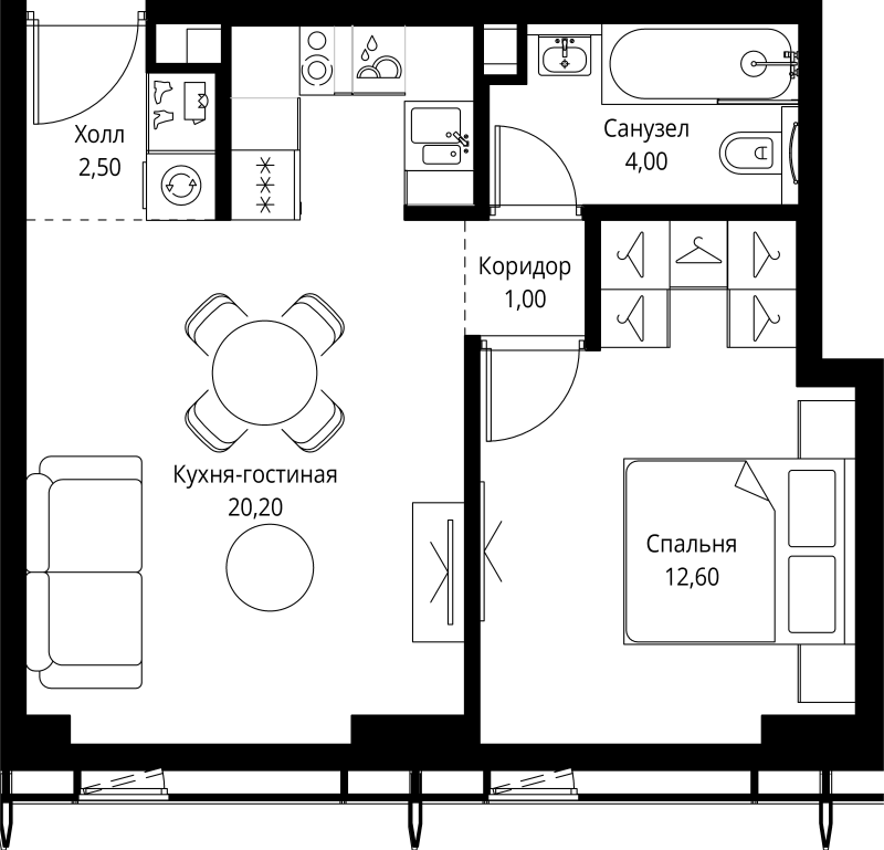 2 ккв (Евро) 40,3 м²