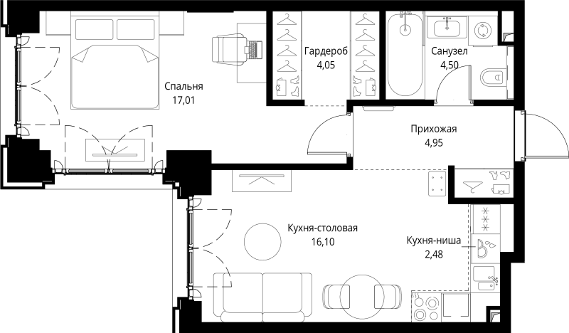 2 ккв (Евро) 49,1 м²