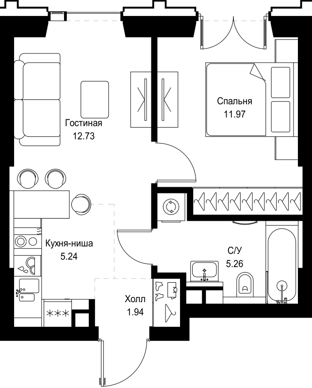 2 ккв (Евро) 37,1 м²
