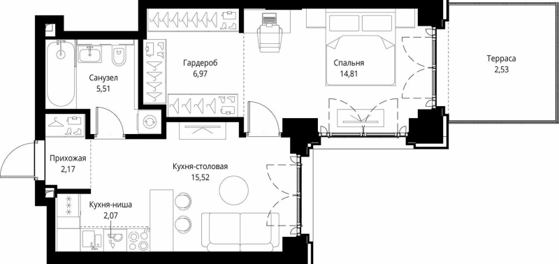 2 ккв (Евро) 49,6 м²