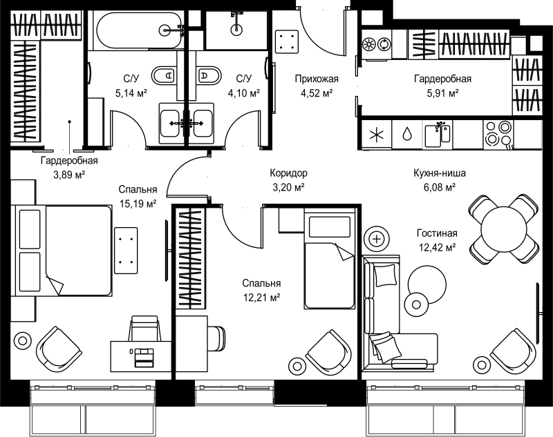 3 ккв (Евро) 72,7 м²