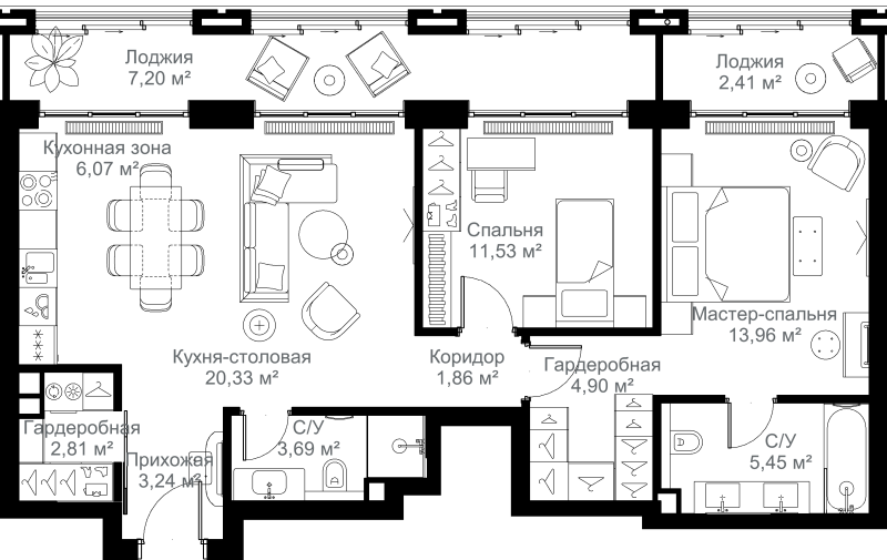 3 ккв (Евро) 83,5 м²