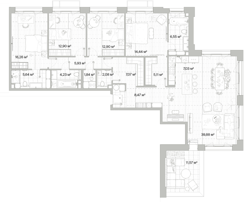 5 ккв (Евро) 153,8 м²