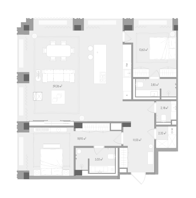 3 ккв (Евро) 119,1 м²