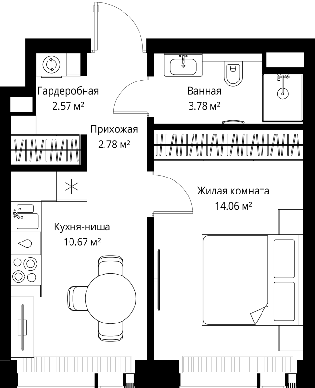 1 ккв 33,9 м²